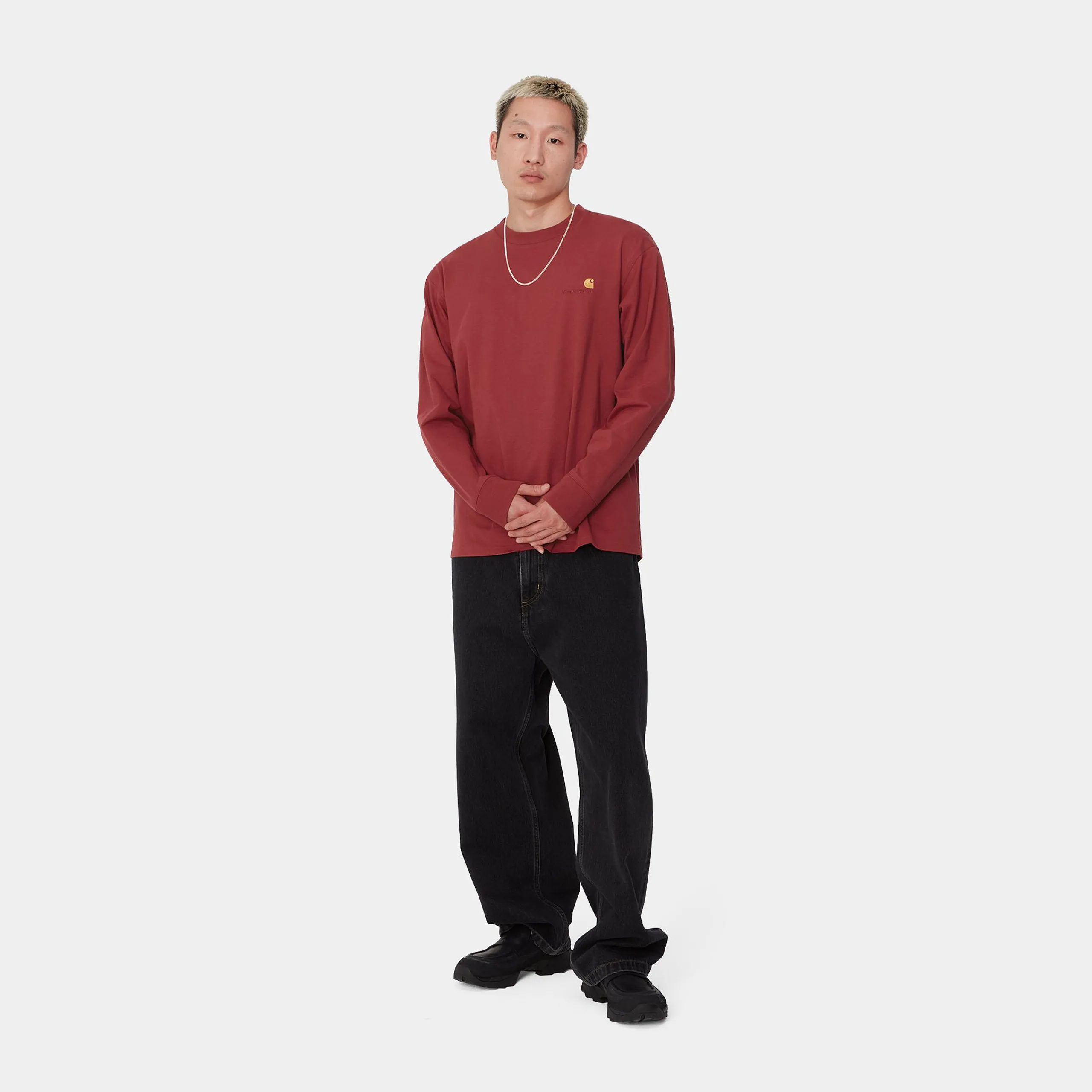 T-Shirts & Polos>Carhartt WIP L/S American Script T-Shirt Tuscany