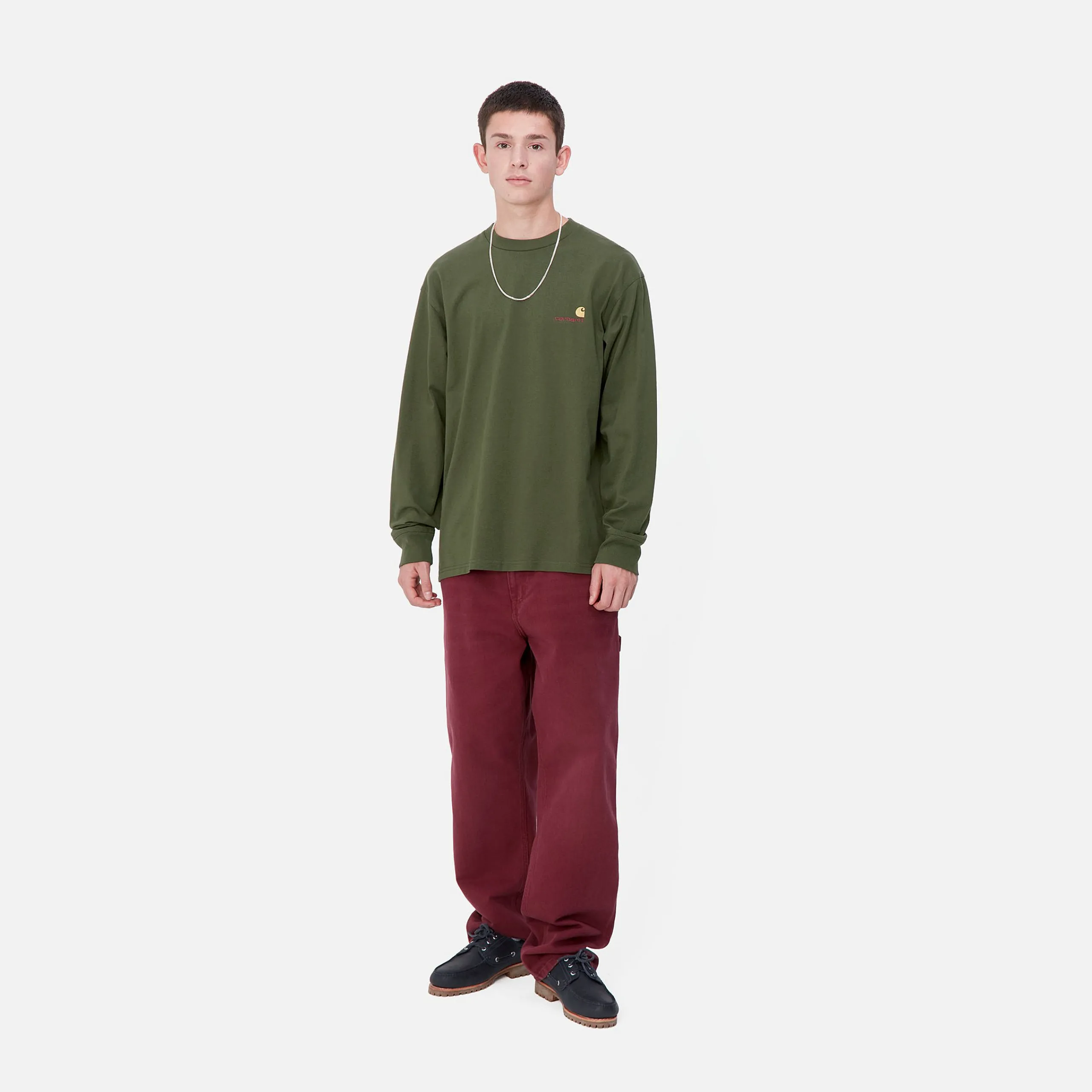 T-Shirts & Polos>Carhartt WIP L/S American Script T-Shirt Tarragon