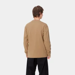 T-Shirts & Polos>Carhartt WIP L/S American Script T-Shirt Peanut