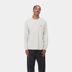 T-Shirts & Polos>Carhartt WIP L/S American Script T-Shirt Ash Heather