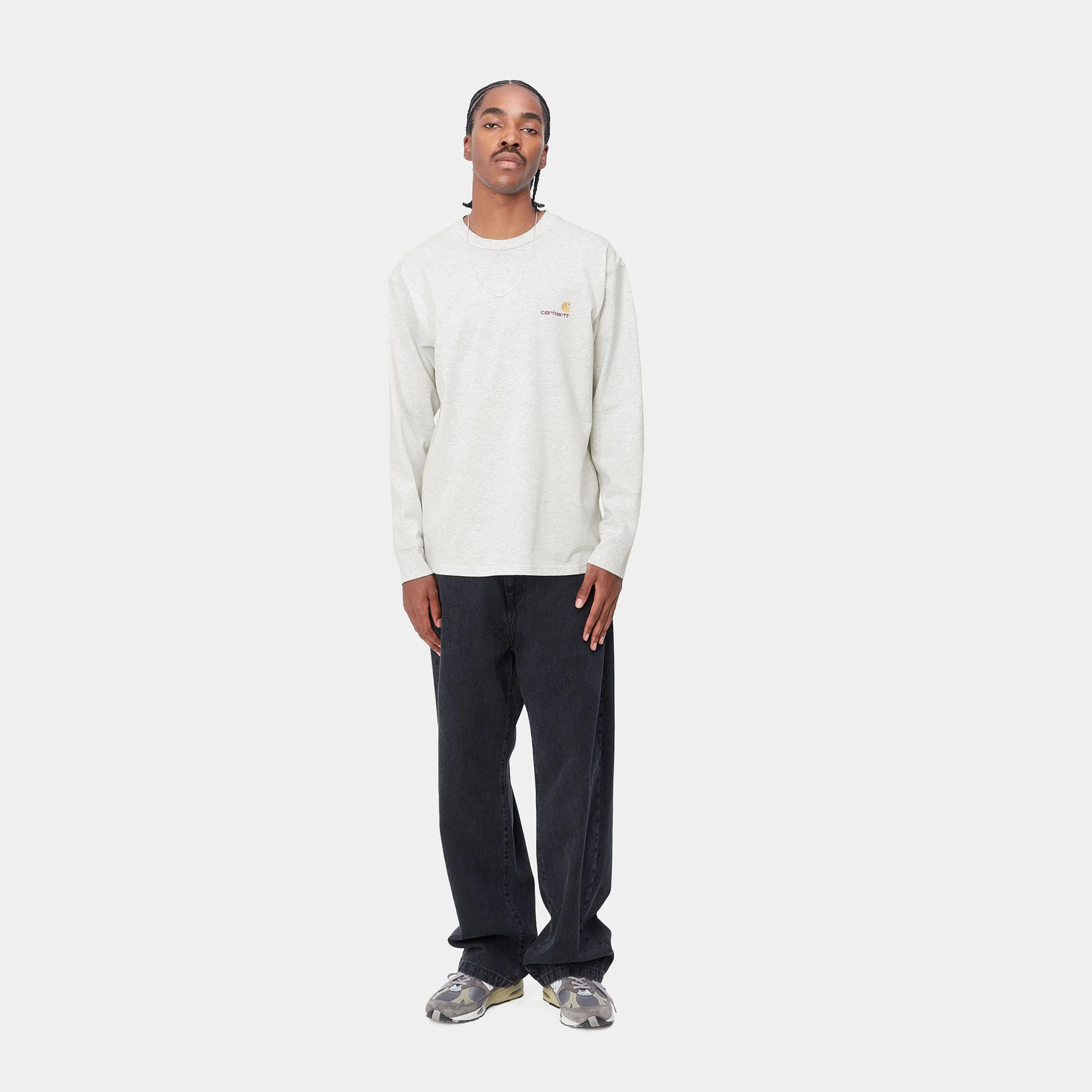 T-Shirts & Polos>Carhartt WIP L/S American Script T-Shirt Ash Heather