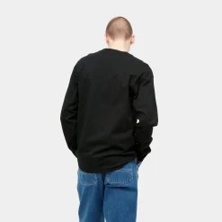 T-Shirts & Polos>Carhartt WIP L/S American Script T-Shirt Black