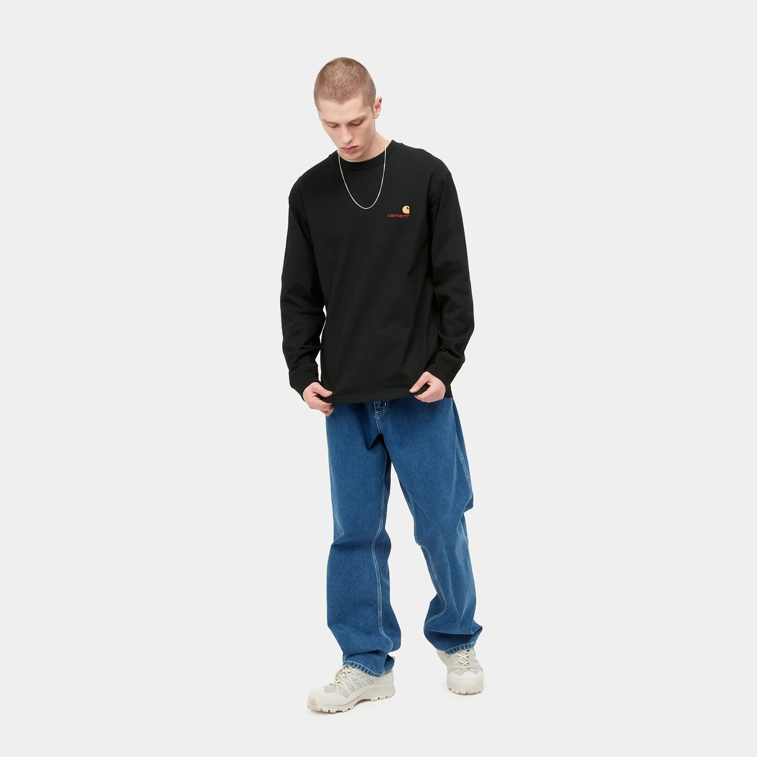 T-Shirts & Polos>Carhartt WIP L/S American Script T-Shirt Black