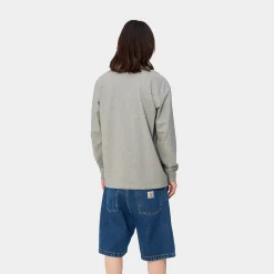 T-Shirts & Polos>Carhartt WIP L/S American Script T-Shirt Grey Heather