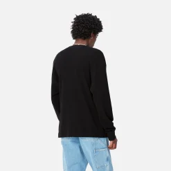 T-Shirts & Polos>Carhartt WIP L/S Basics Script T-Shirt Black / White