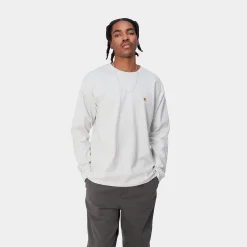 T-Shirts & Polos>Carhartt WIP L/S Chase T-Shirt Ash Heather / Gold