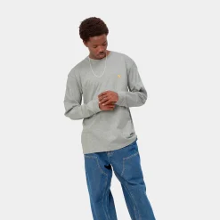 T-Shirts & Polos>Carhartt WIP L/S Chase T-Shirt Grey Heather / Gold