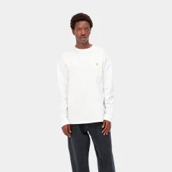 T-Shirts & Polos>Carhartt WIP L/S Chase T-Shirt White / Gold