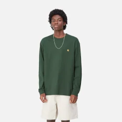 T-Shirts & Polos>Carhartt WIP L/S Chase T-Shirt Sycamore Tree / Gold