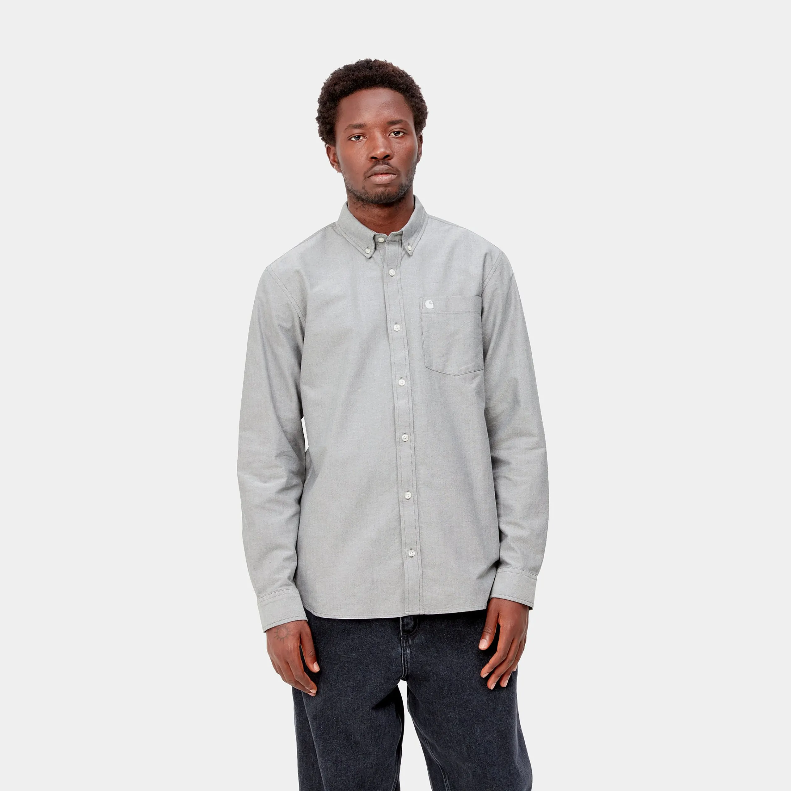 Hemden>Carhartt WIP L/S C-Logo Shirt Black / White