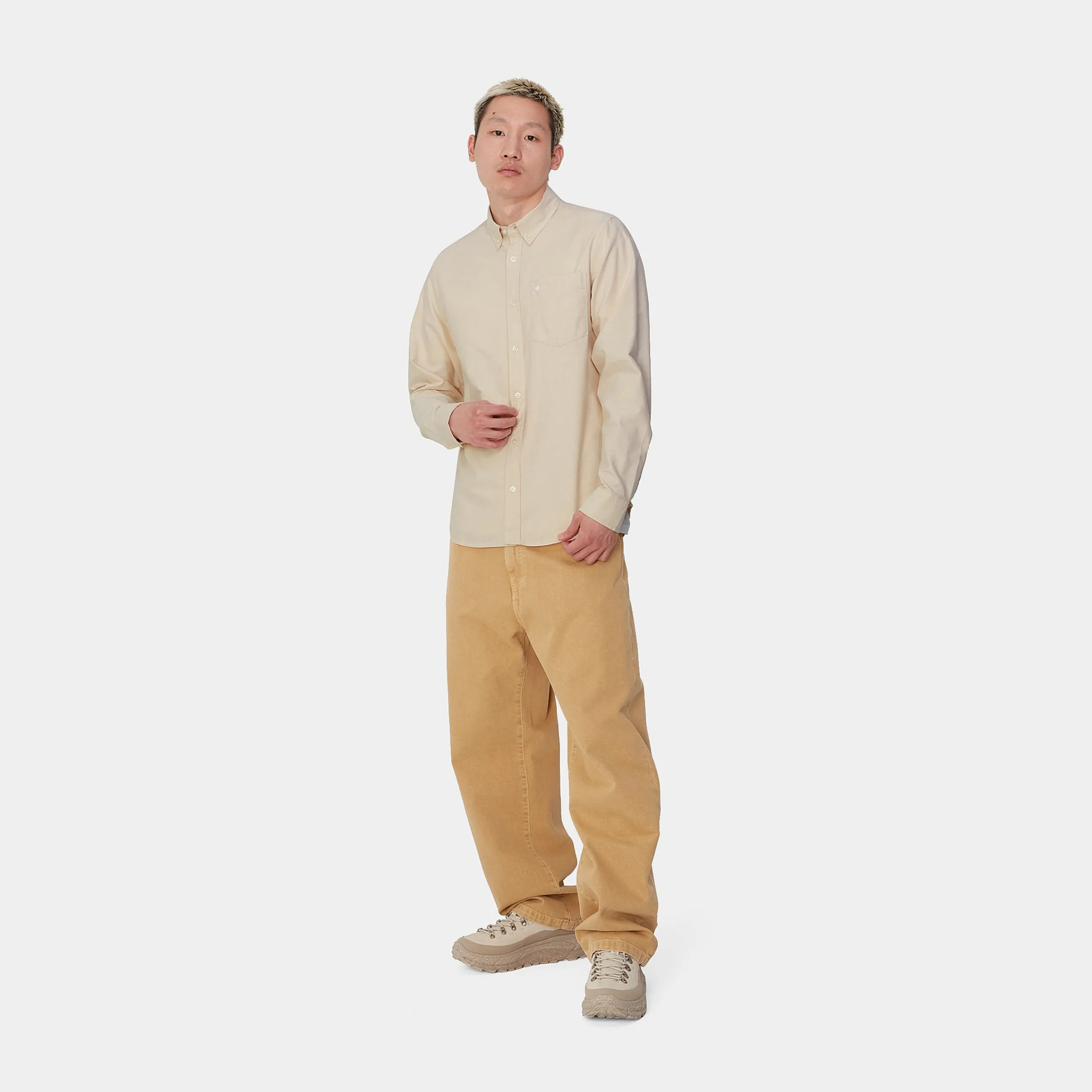 Hemden>Carhartt WIP L/S C-Logo Shirt Cornsilk / White