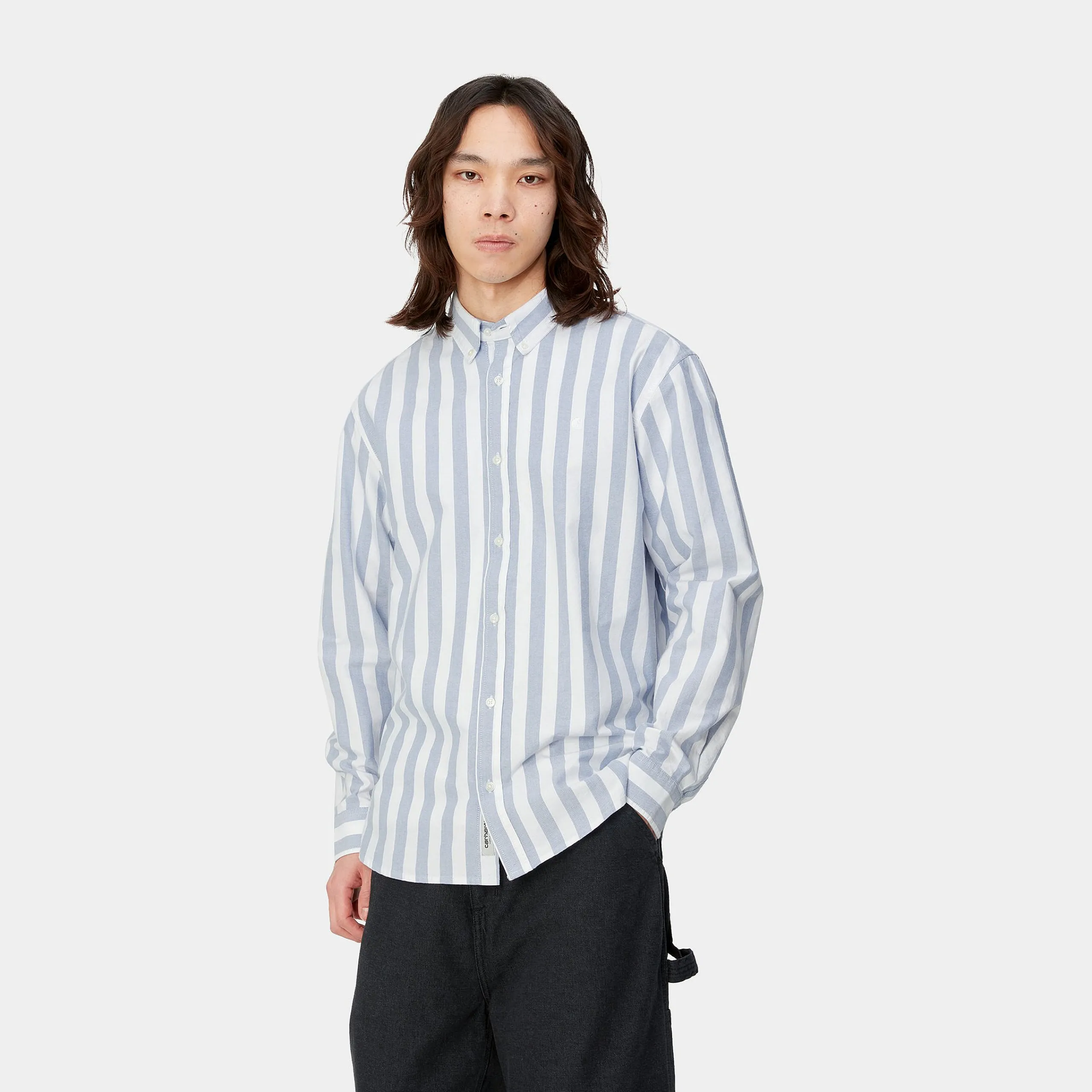Hemden>Carhartt WIP L/S Dillion Shirt Dillion Stripe, Bleach / White