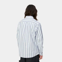 Hemden>Carhartt WIP L/S Dillion Shirt Dillion Stripe, Bleach / White