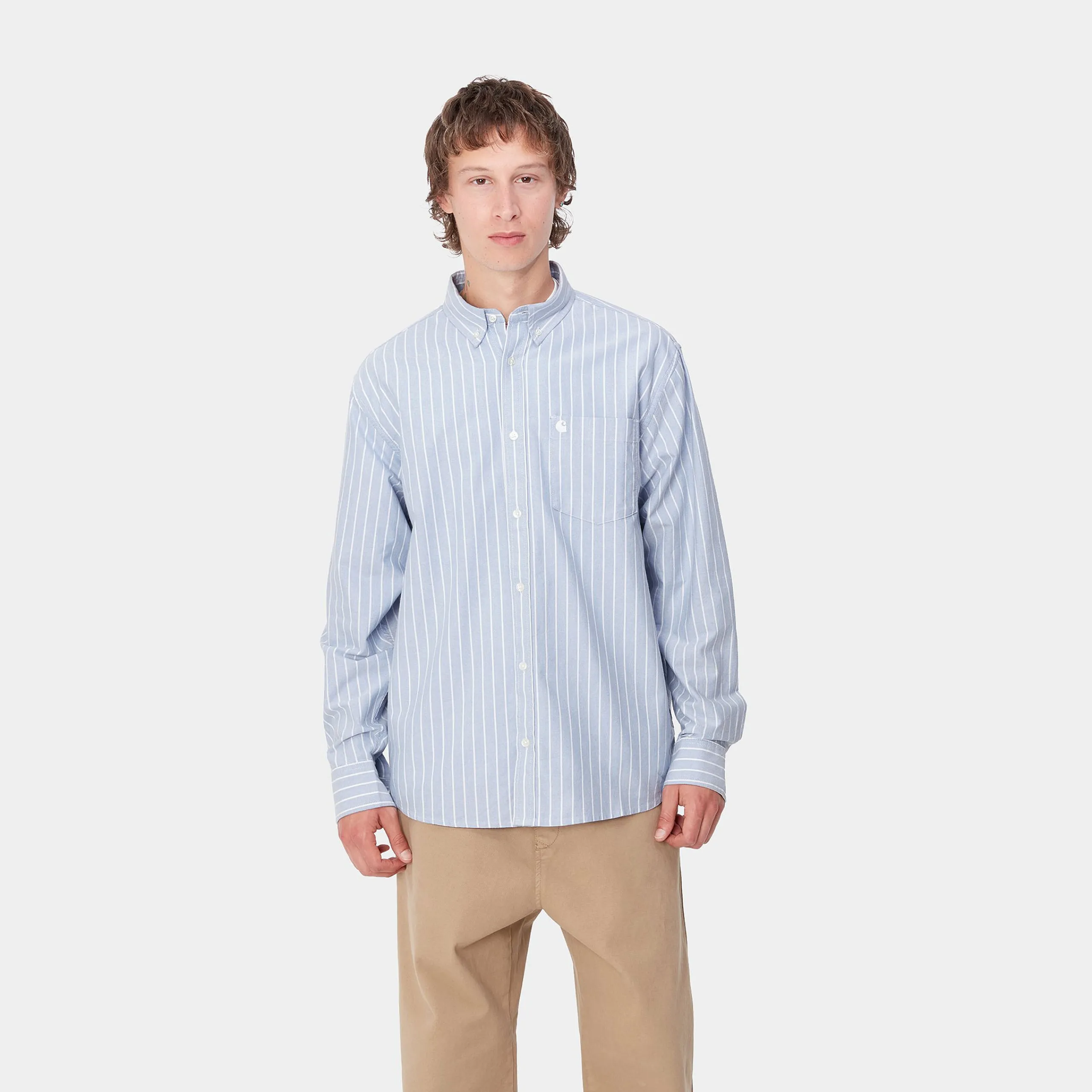 Hemden>Carhartt WIP L/S Dowlen Shirt Dowlen Stripe, Bleach / White