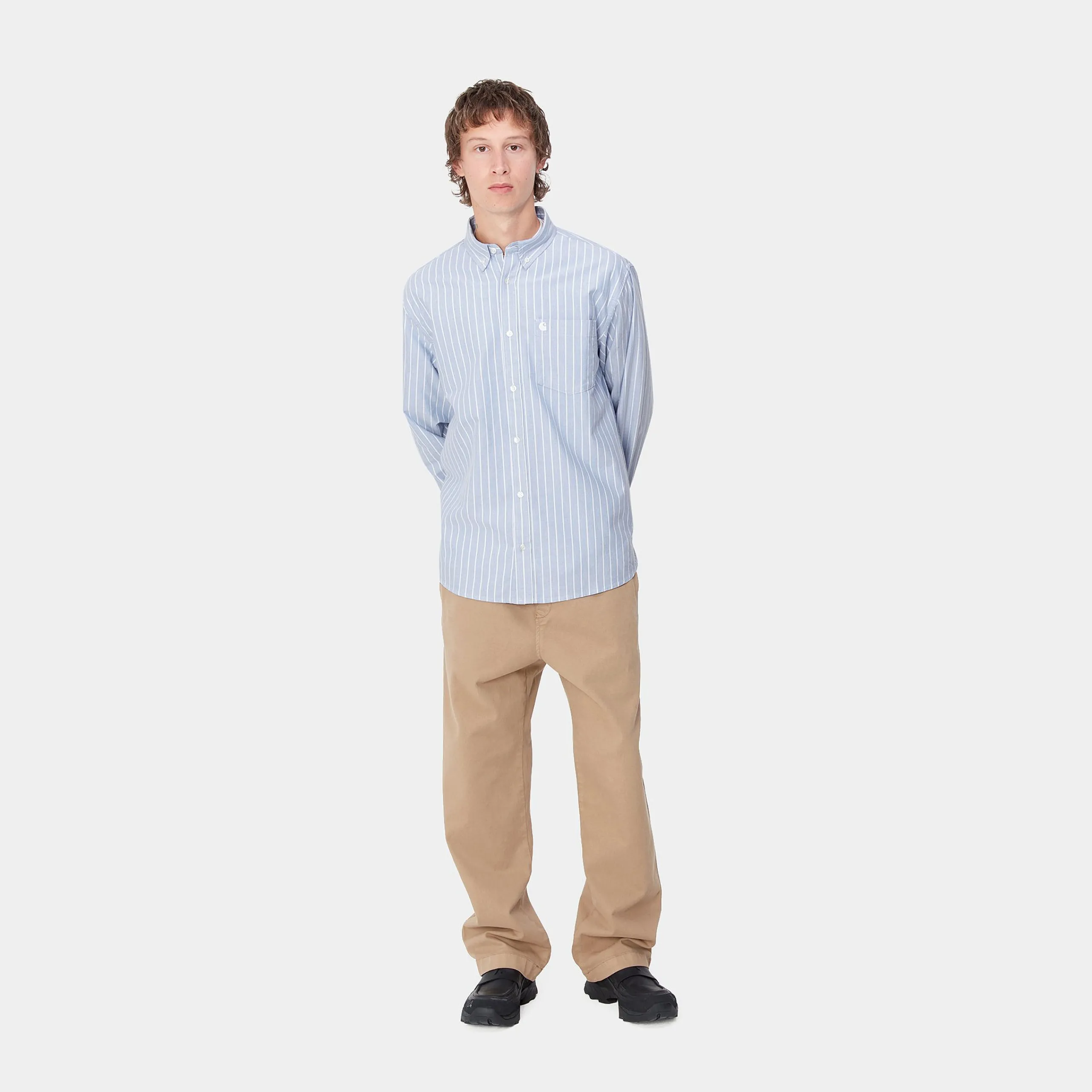 Hemden>Carhartt WIP L/S Dowlen Shirt Dowlen Stripe, Bleach / White