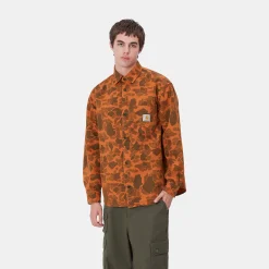 Hemden>Carhartt WIP L/S Duck Shirt Camo Duck, Green / Turmeric