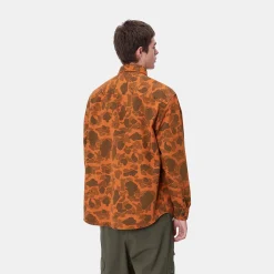 Hemden>Carhartt WIP L/S Duck Shirt Camo Duck, Green / Turmeric