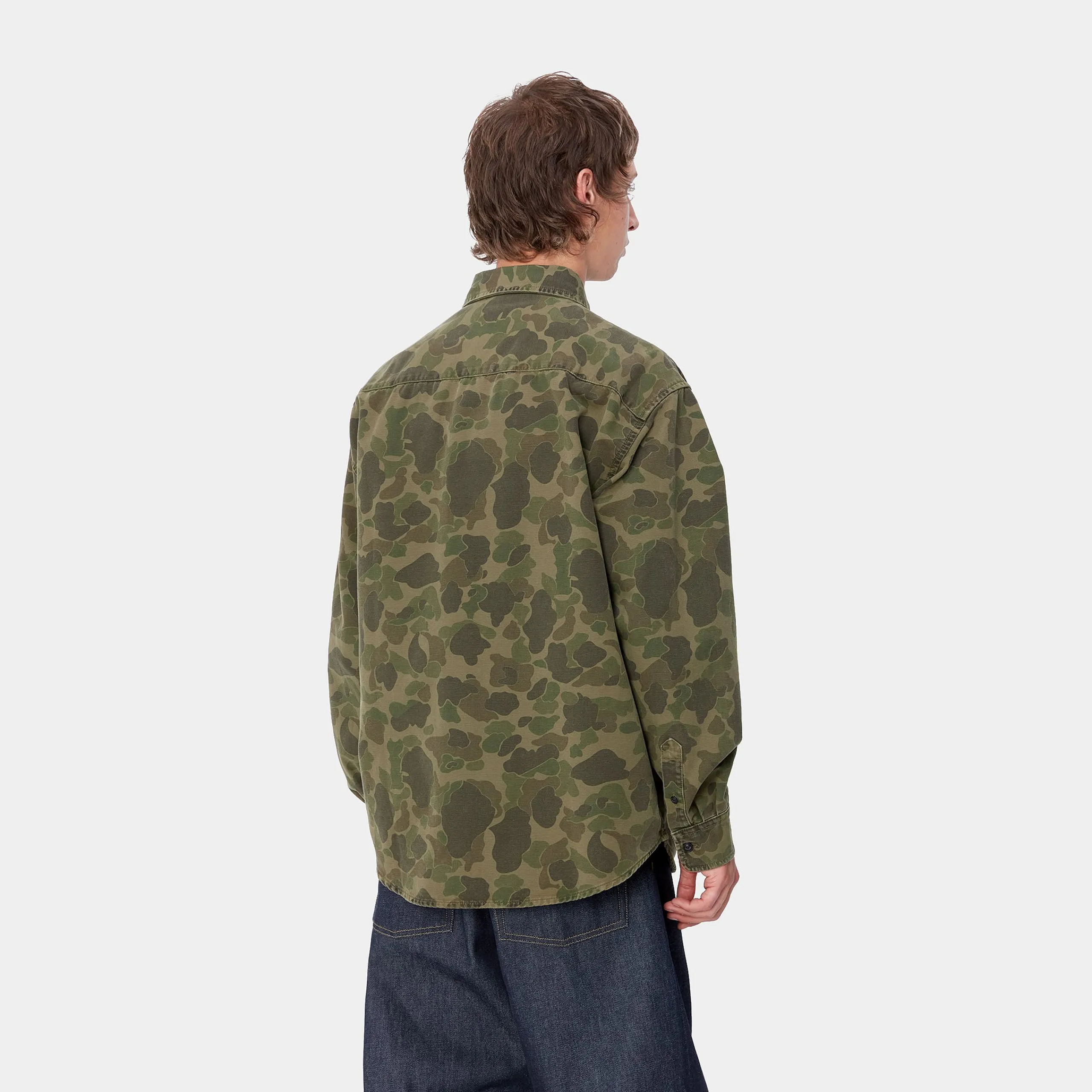 Hemden>Carhartt WIP L/S Duck Shirt Camo Duck, Green / Office Green