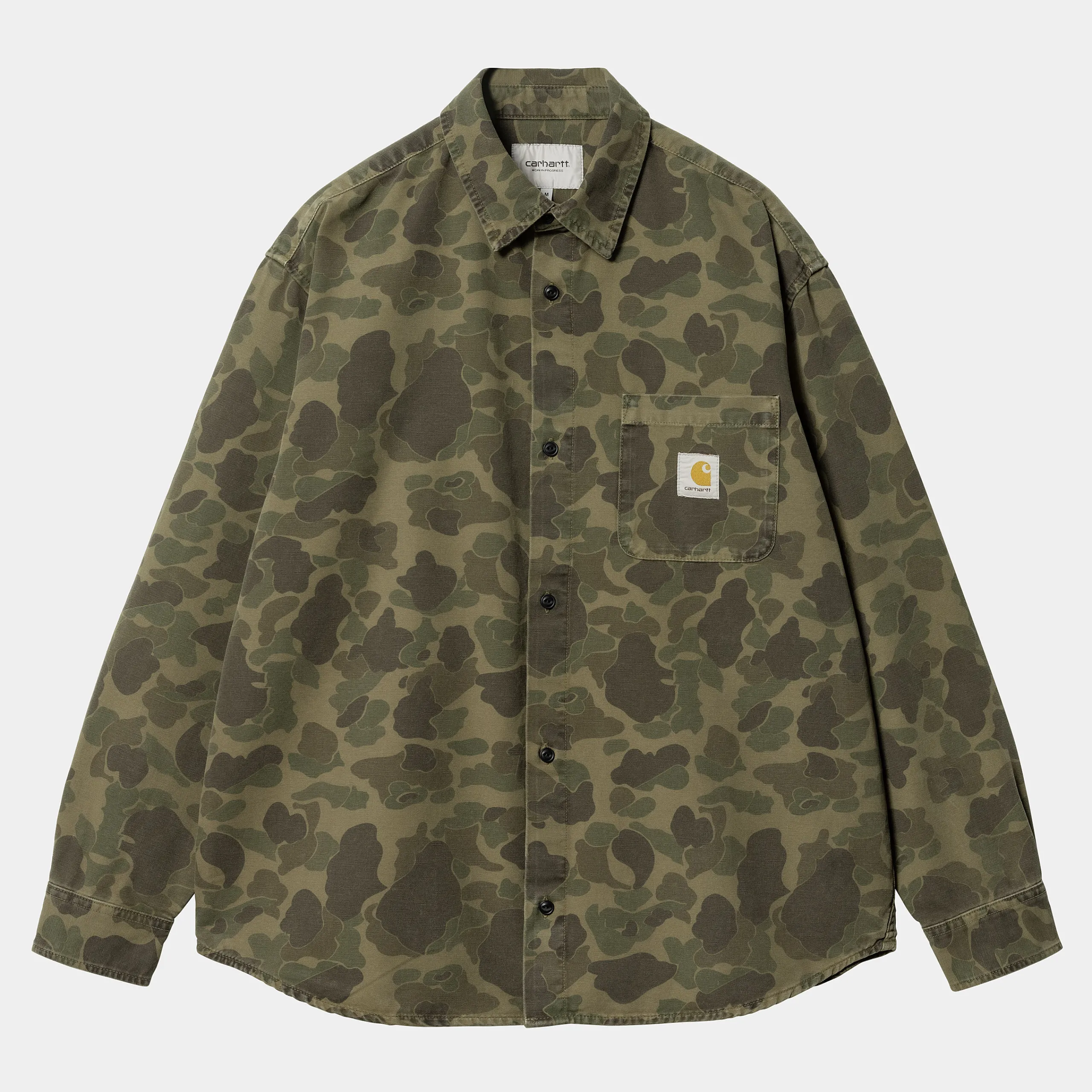 Hemden>Carhartt WIP L/S Duck Shirt Camo Duck, Green / Office Green