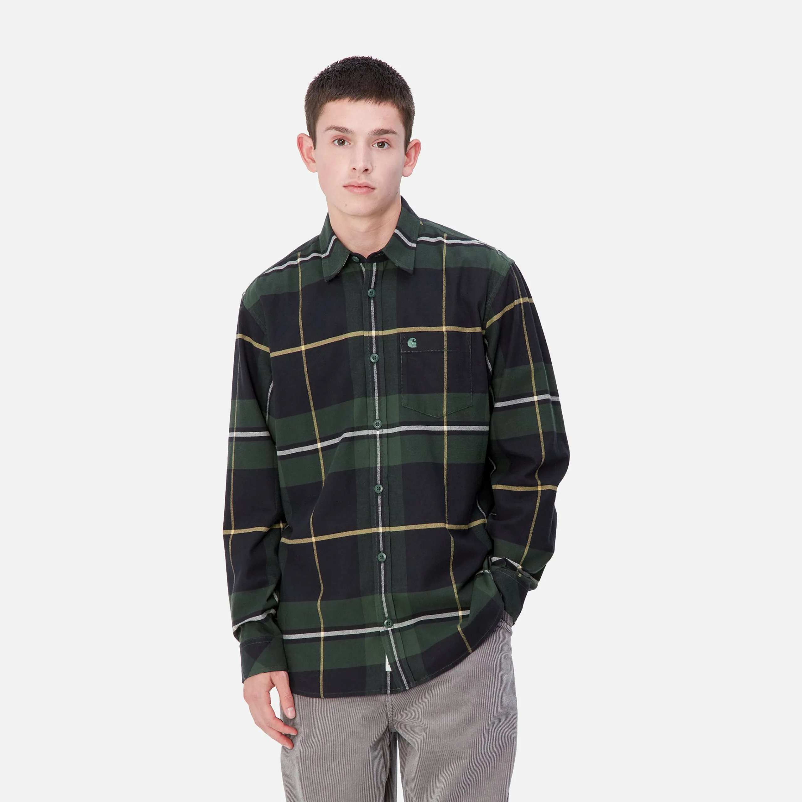 Hemden>Carhartt WIP L/S Garnett Shirt Garnett Check, Sycamore Tree / Sycamore Tree