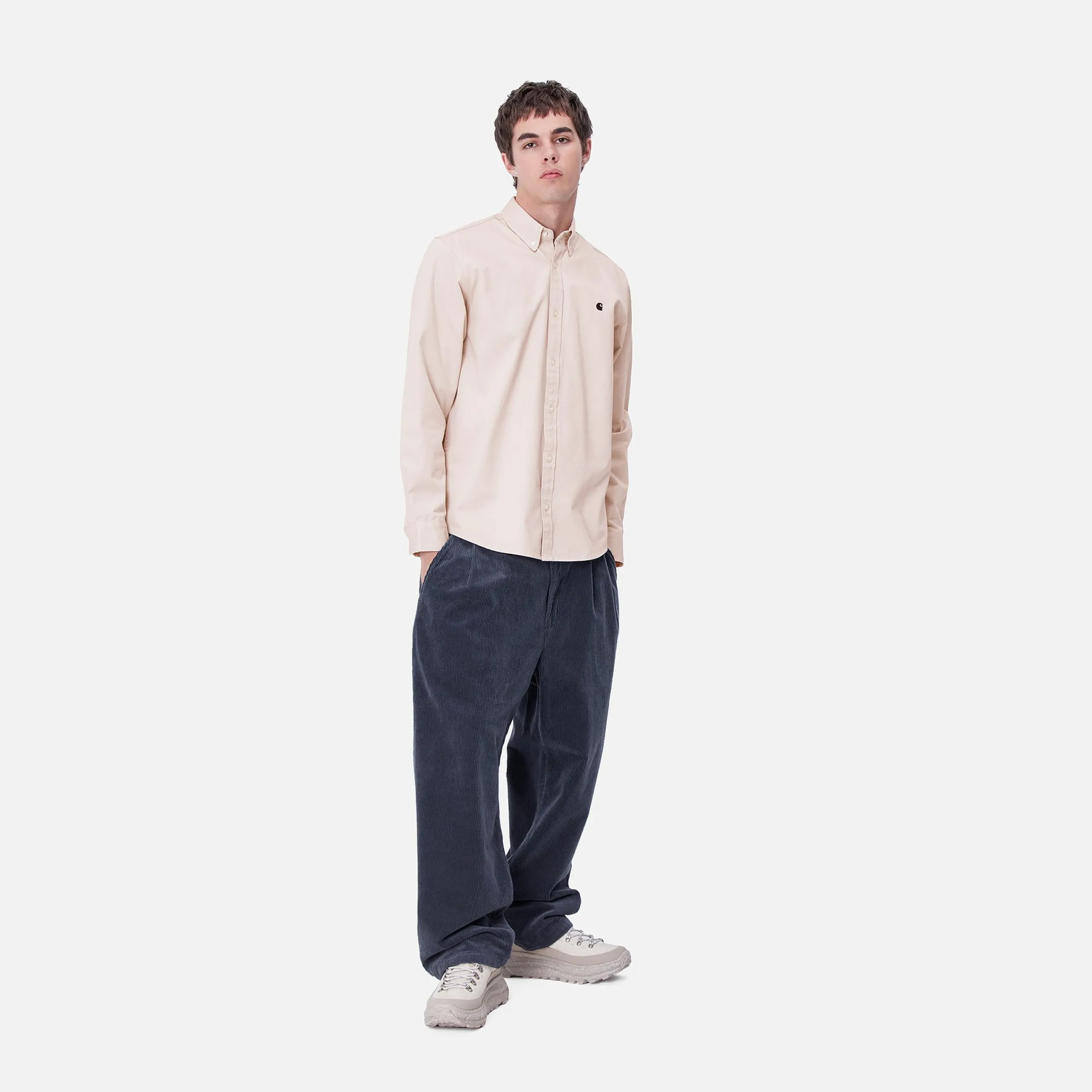 Hemden>Carhartt WIP L/S Madison Shirt Moonbeam / Black