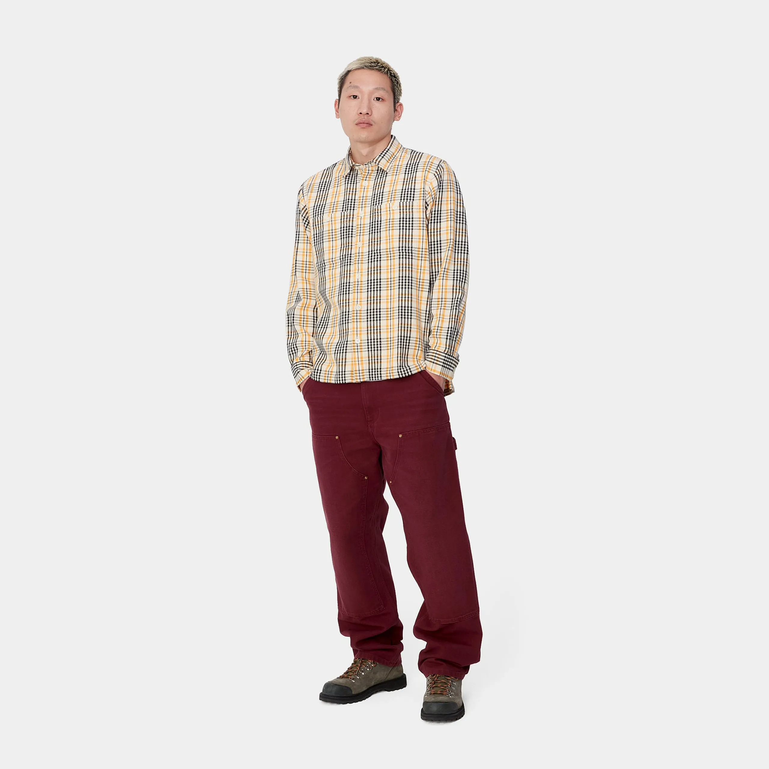 Hemden>Carhartt WIP L/S Mandlik Shirt Mandlik Check, Natural