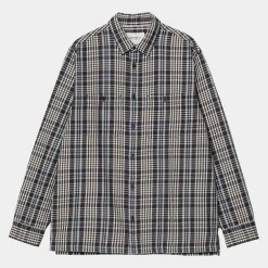 Hemden>Carhartt WIP L/S Mandlik Shirt Mandlik Check, Dark Navy