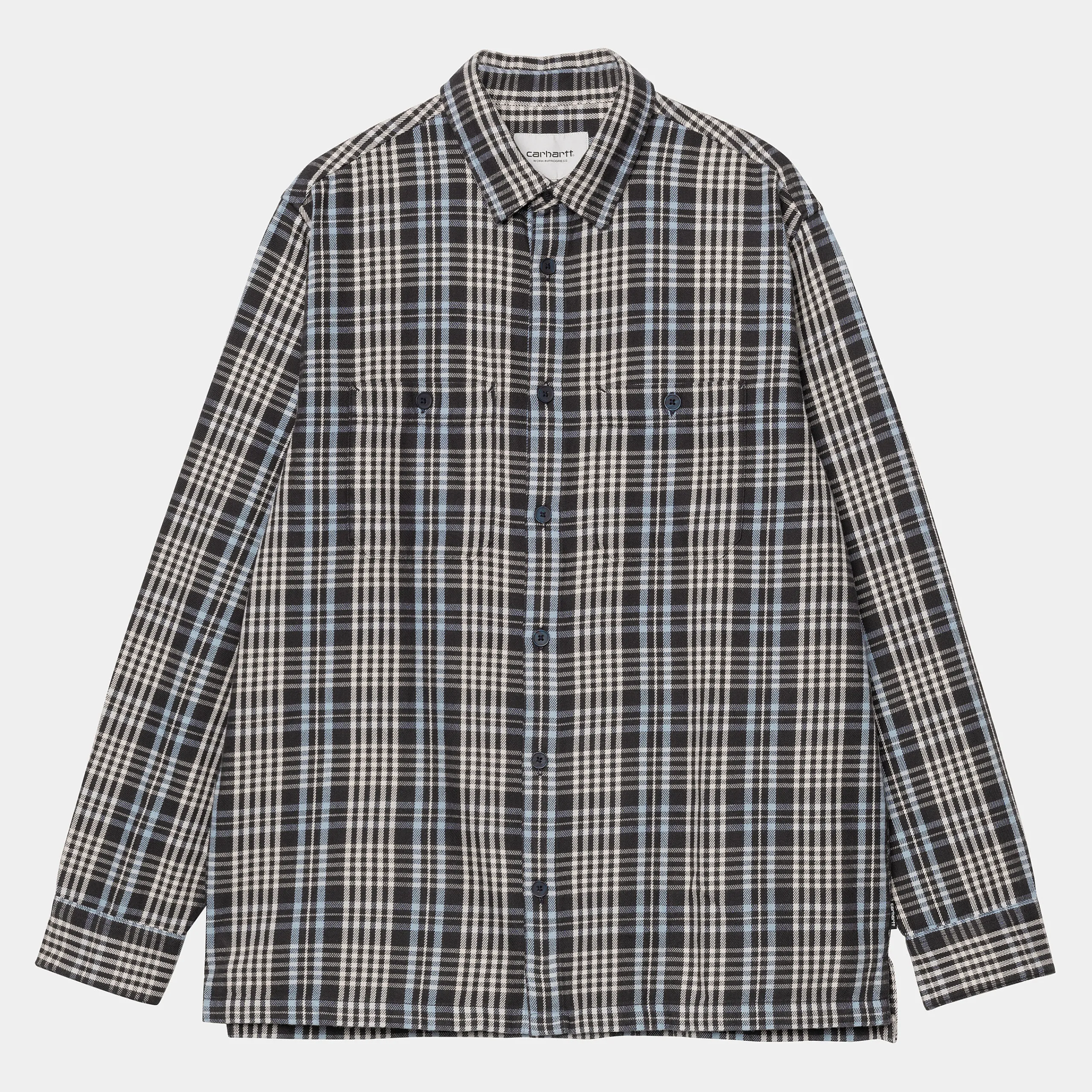 Hemden>Carhartt WIP L/S Mandlik Shirt Mandlik Check, Dark Navy