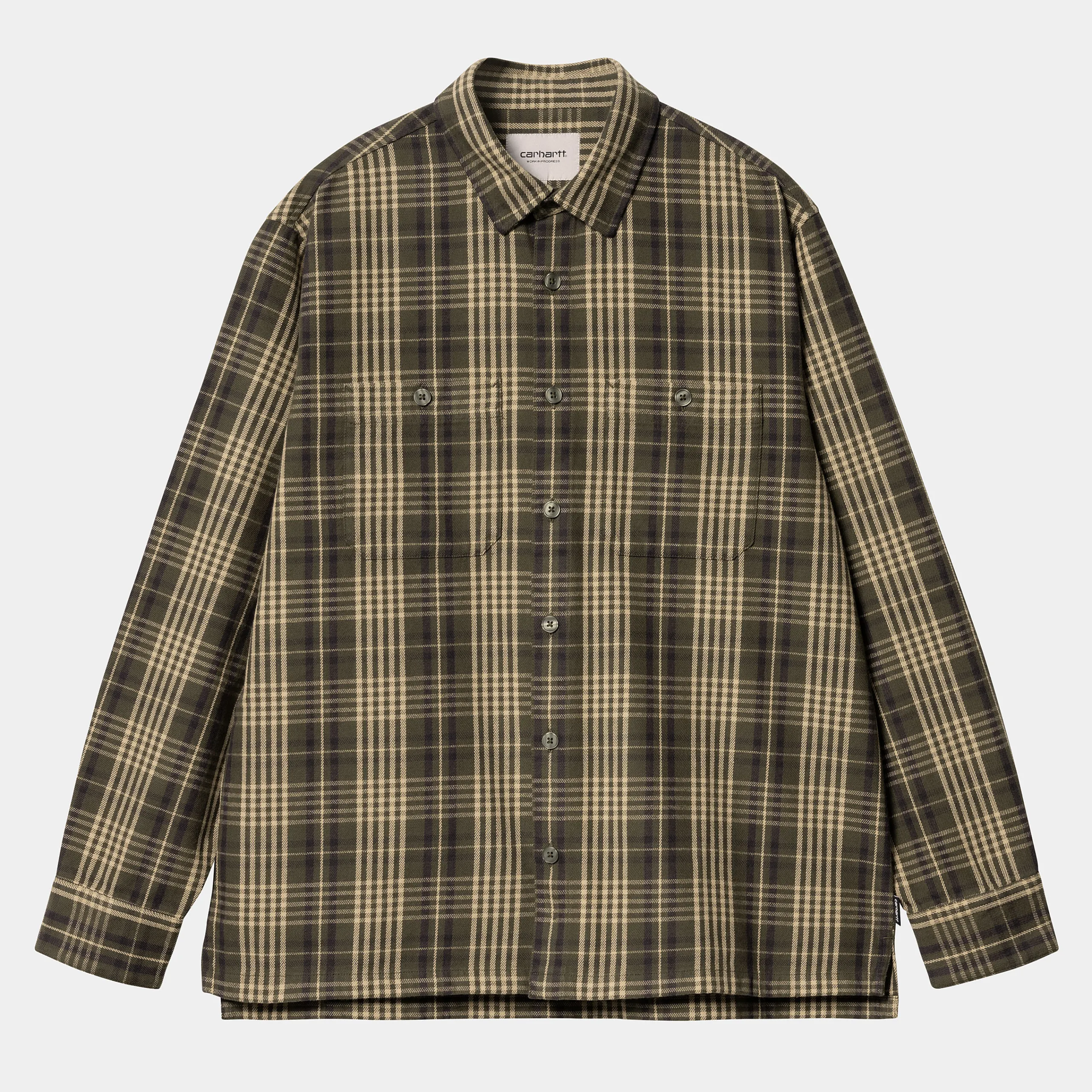 Hemden>Carhartt WIP L/S Mandlik Shirt Mandlik Check, Office Green