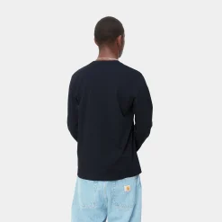 T-Shirts & Polos>Carhartt WIP L/S Pocket T-Shirt Dark Navy