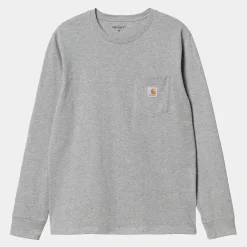 T-Shirts & Polos>Carhartt WIP L/S Pocket T-Shirt Grey Heather