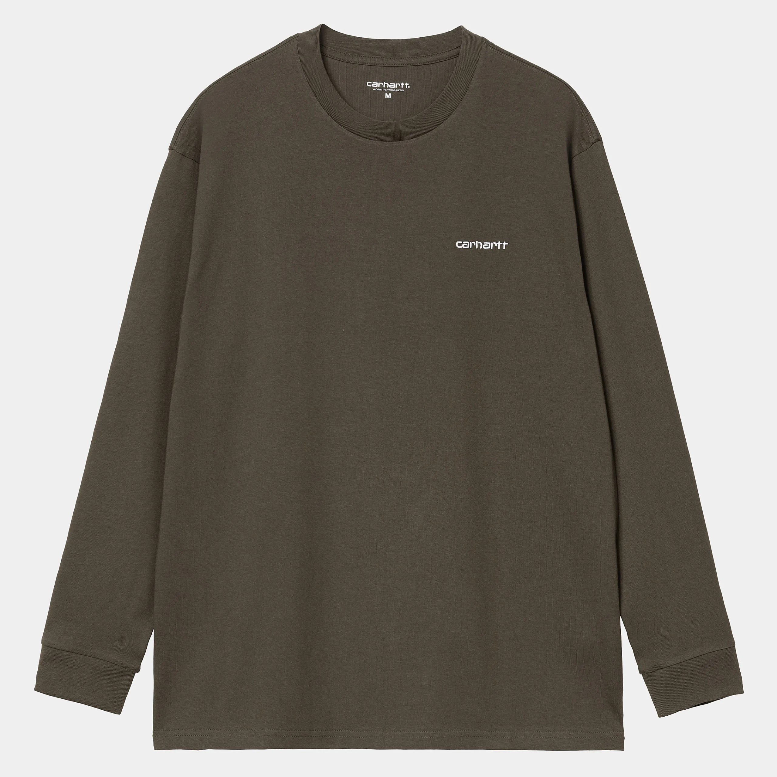 T-Shirts & Polos>Carhartt WIP L/S Script Embroidery T-Shirt Cypress / White