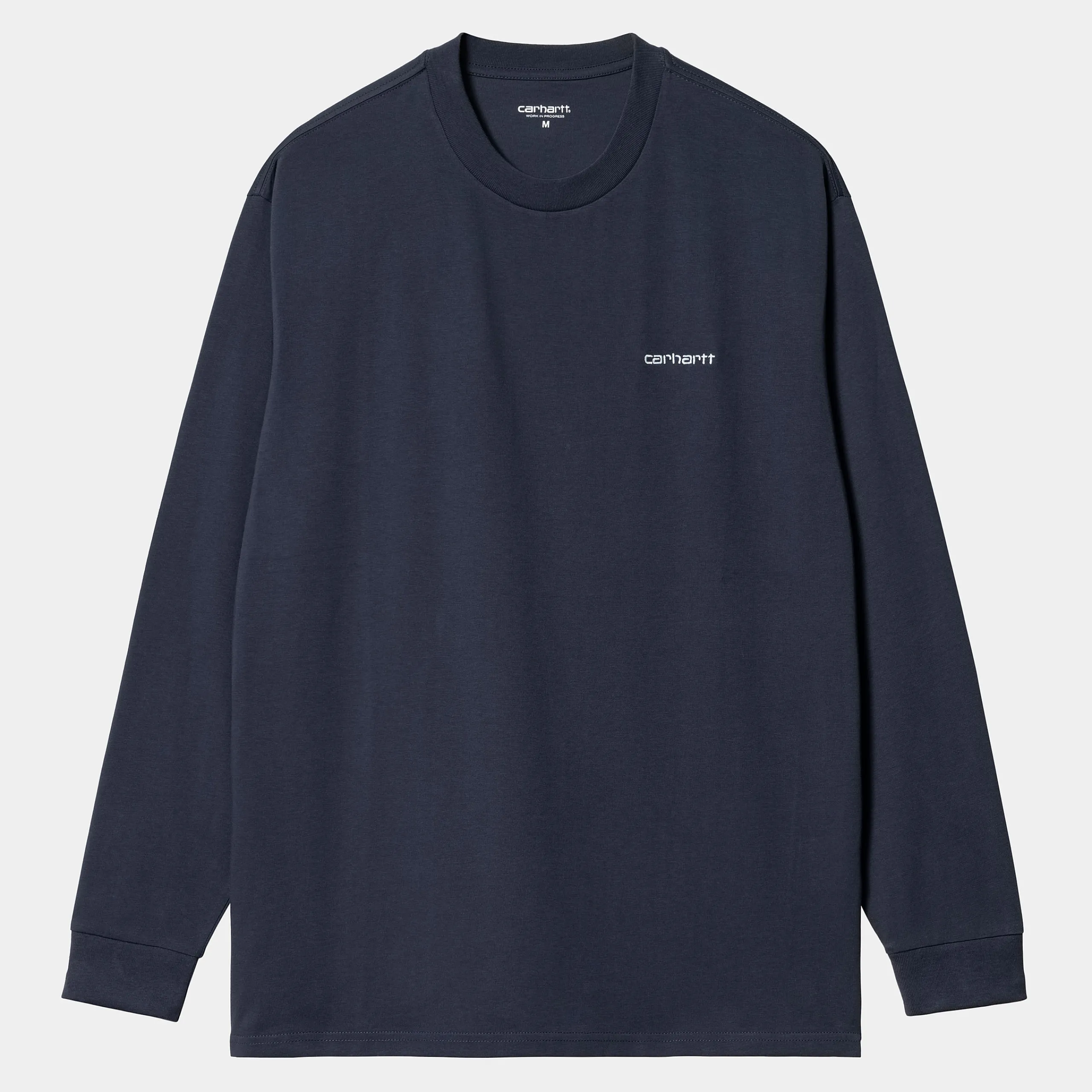 T-Shirts & Polos>Carhartt WIP L/S Script Embroidery T-Shirt Air Force Blue / White