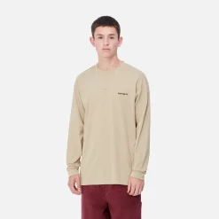 T-Shirts & Polos>Carhartt WIP L/S Script Embroidery T-Shirt Wall / Black