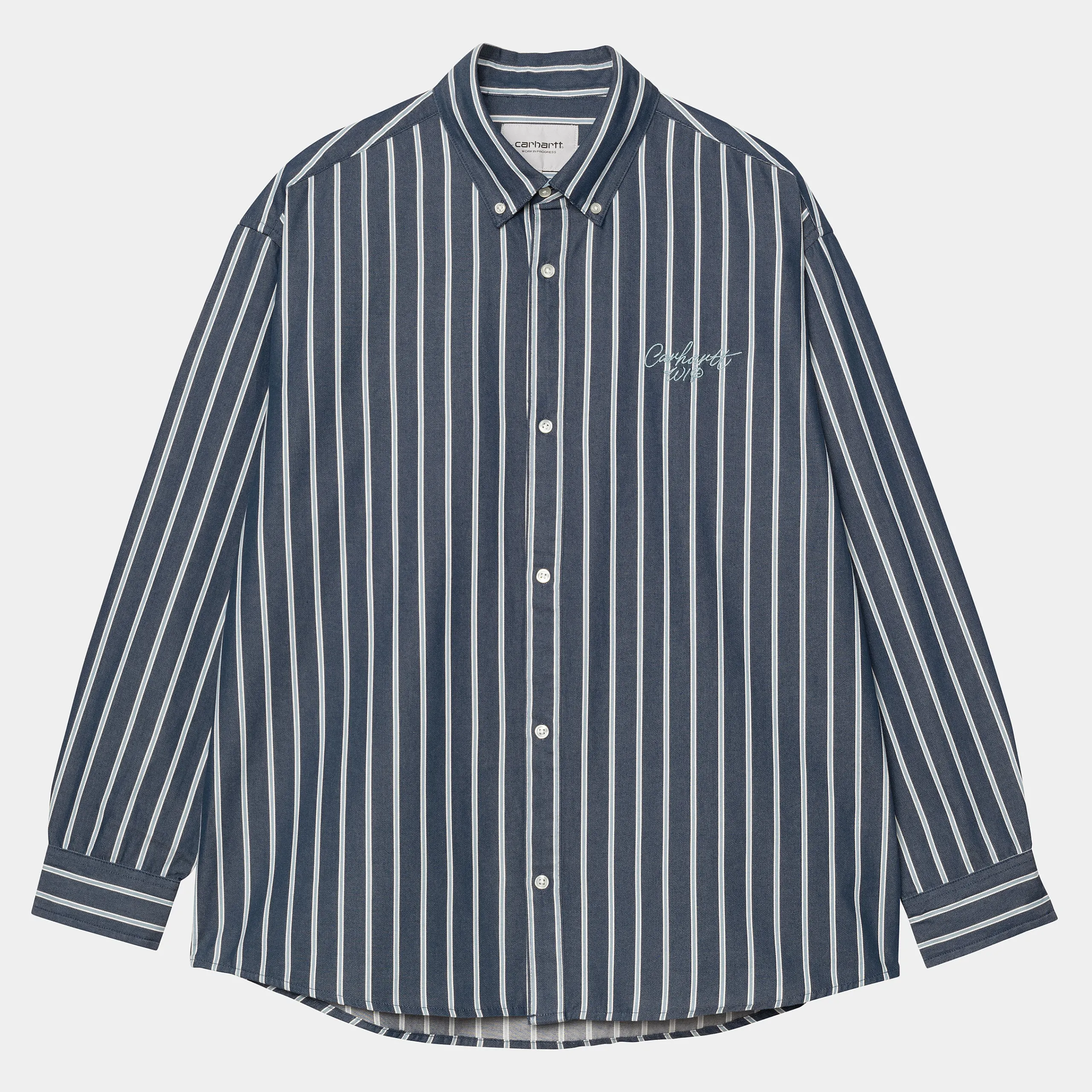 Hemden>Carhartt WIP L/S Signature Shirt Betz Stripe, Air Force Blue / Dusty Ice