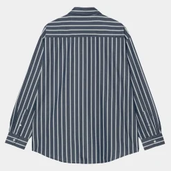 Hemden>Carhartt WIP L/S Signature Shirt Betz Stripe, Air Force Blue / Dusty Ice