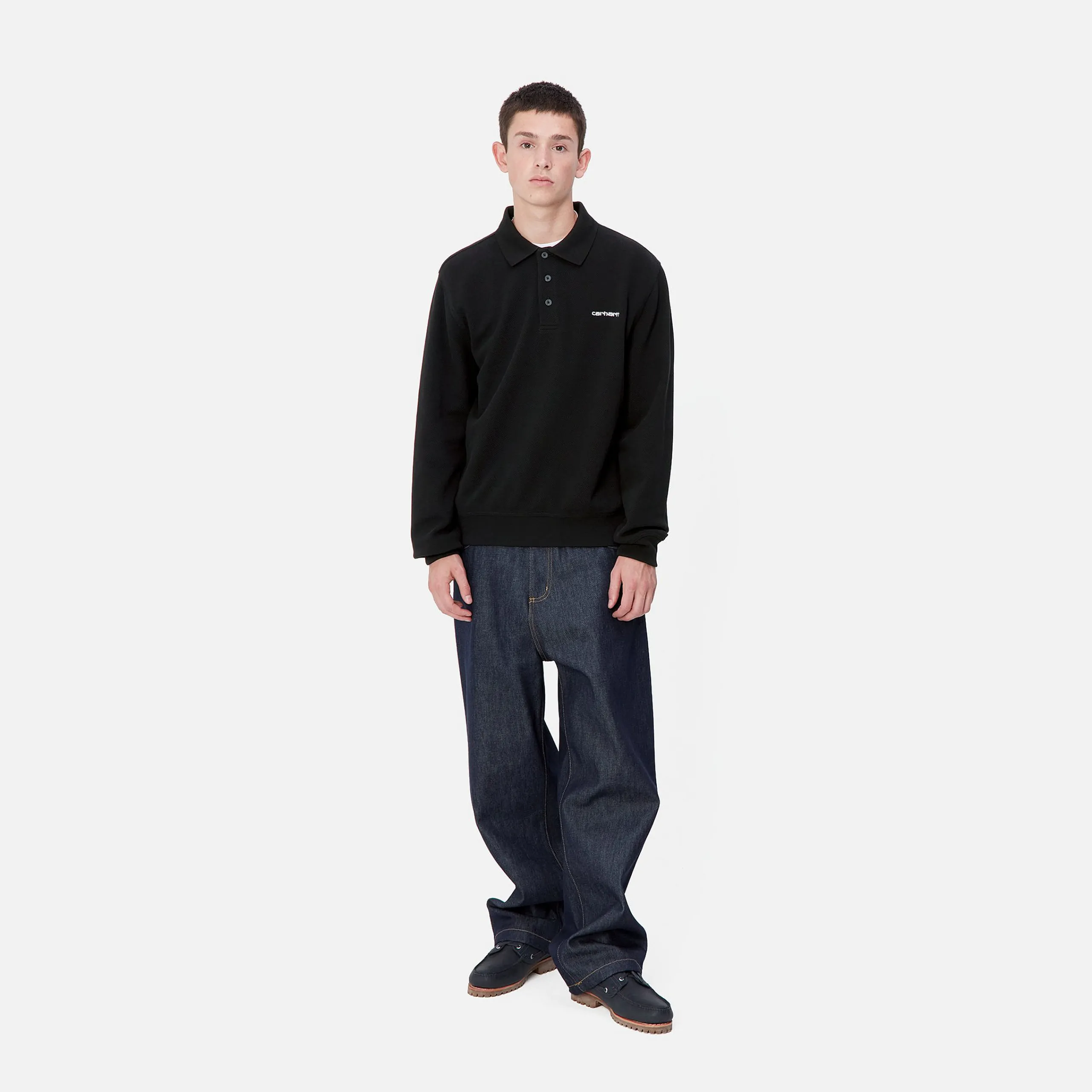 T-Shirts & Polos>Carhartt WIP L/S Vance Rugby Shirt Black / White
