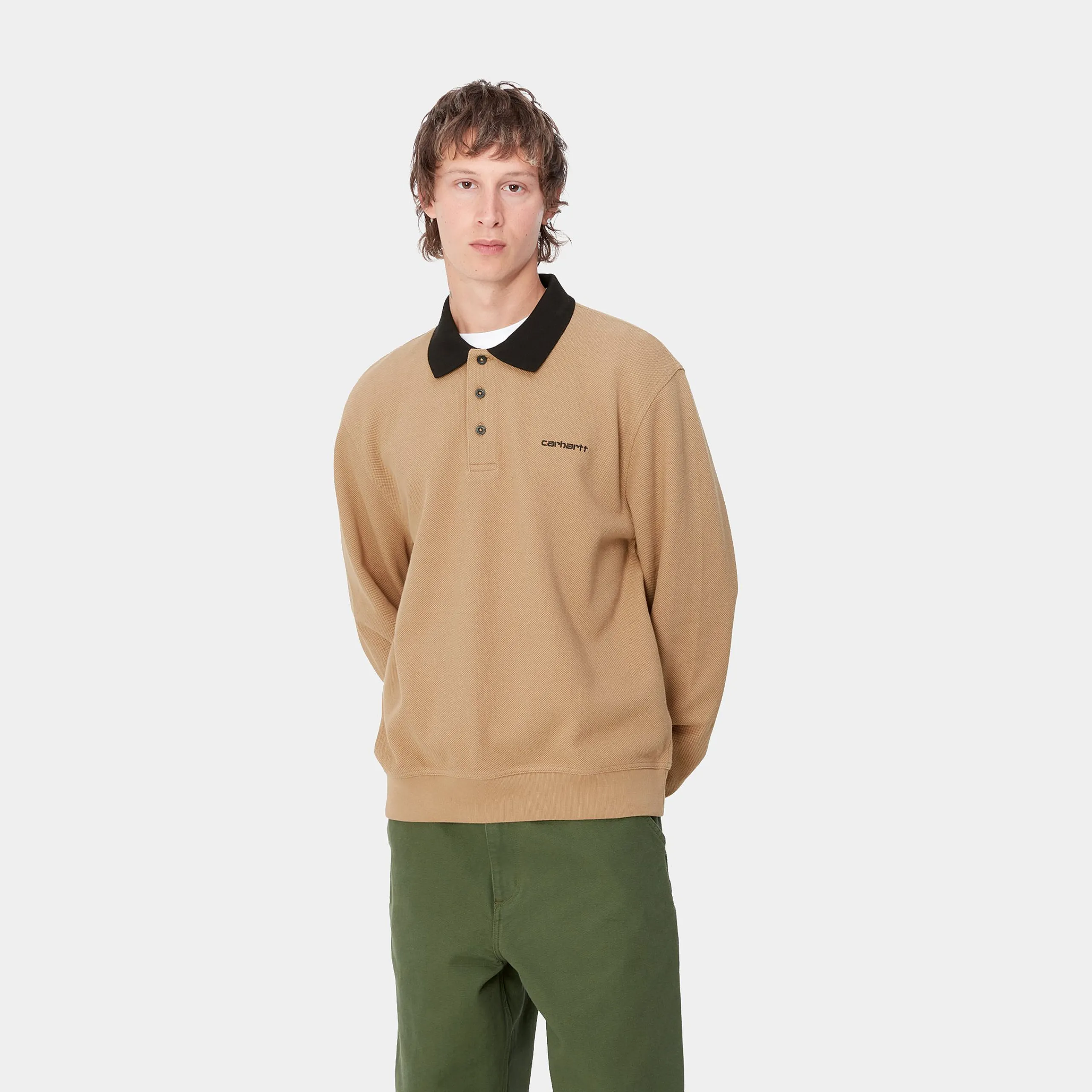 T-Shirts & Polos>Carhartt WIP L/S Vance Rugby Shirt Peanut / Black