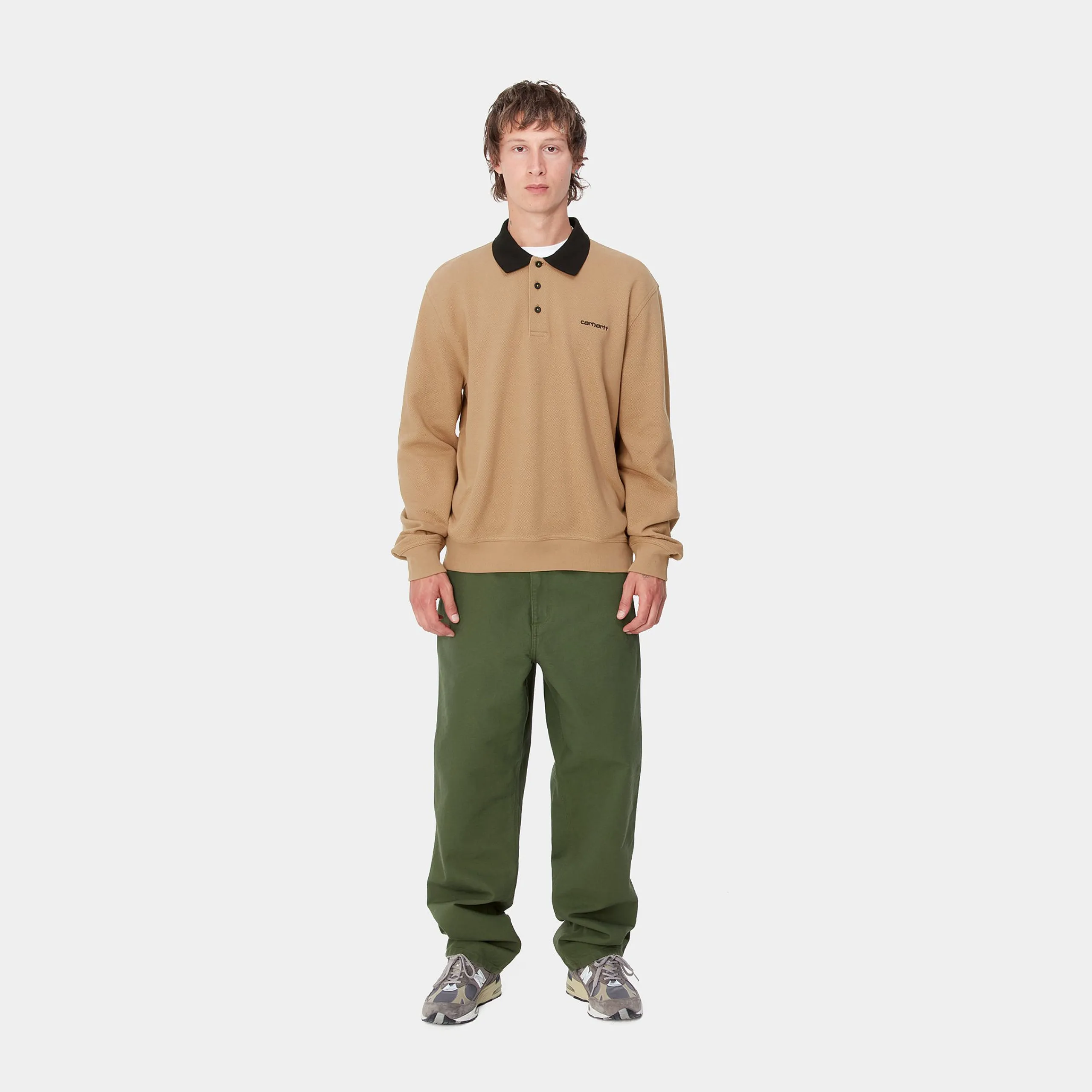 T-Shirts & Polos>Carhartt WIP L/S Vance Rugby Shirt Peanut / Black