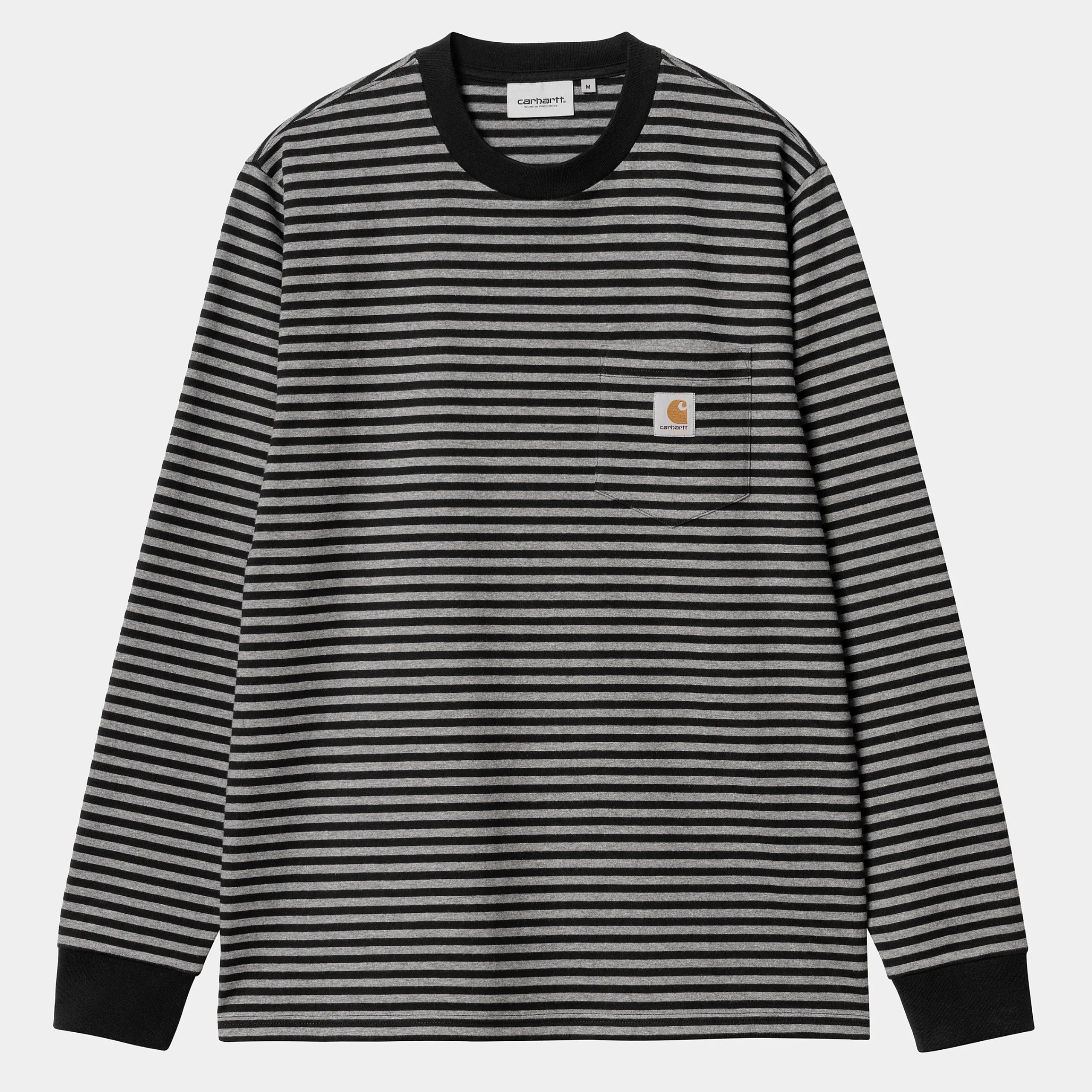 T-Shirts & Polos>Carhartt WIP L/S Verner Pocket T-Shirt Verner Stripe, Black / Dark Grey Heather