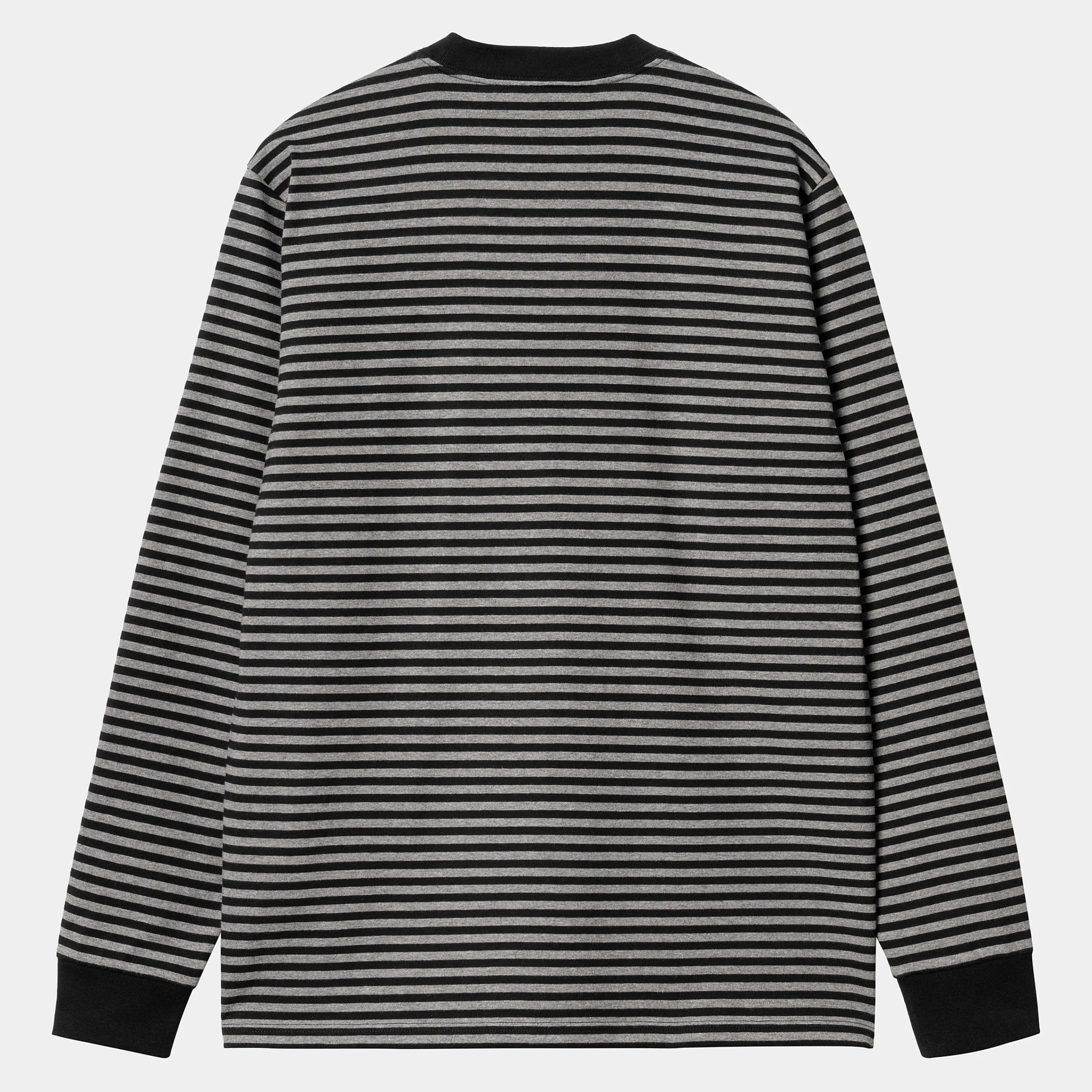 T-Shirts & Polos>Carhartt WIP L/S Verner Pocket T-Shirt Verner Stripe, Black / Dark Grey Heather