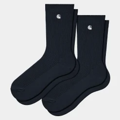 Accessoires|Accessoires>Carhartt WIP Madison Pack Socks Dark Navy / White + Dark Navy / White