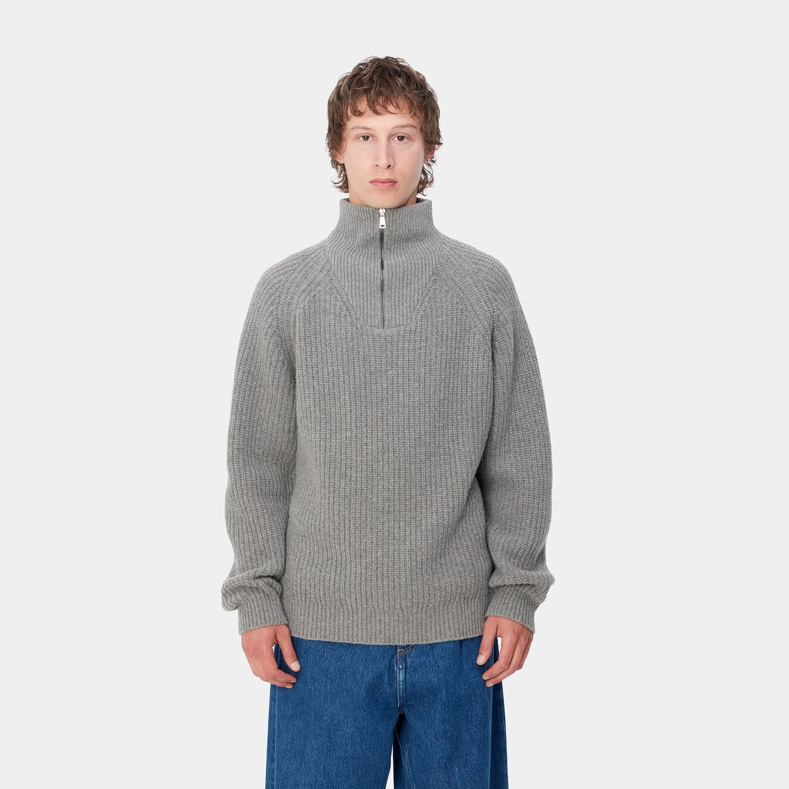 Strick>Carhartt WIP Marlon Half Zip Sweater Grey Heather