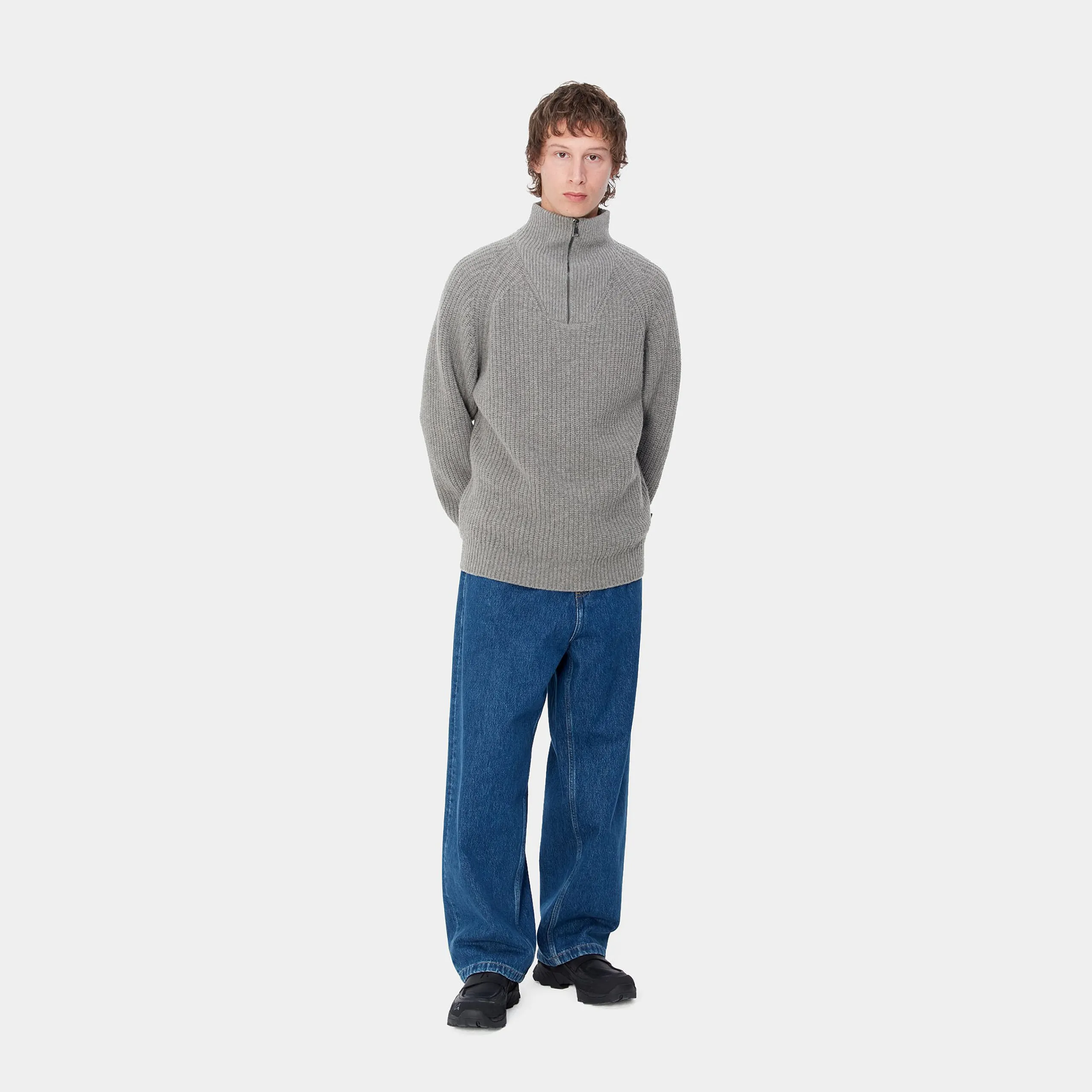 Strick>Carhartt WIP Marlon Half Zip Sweater Grey Heather