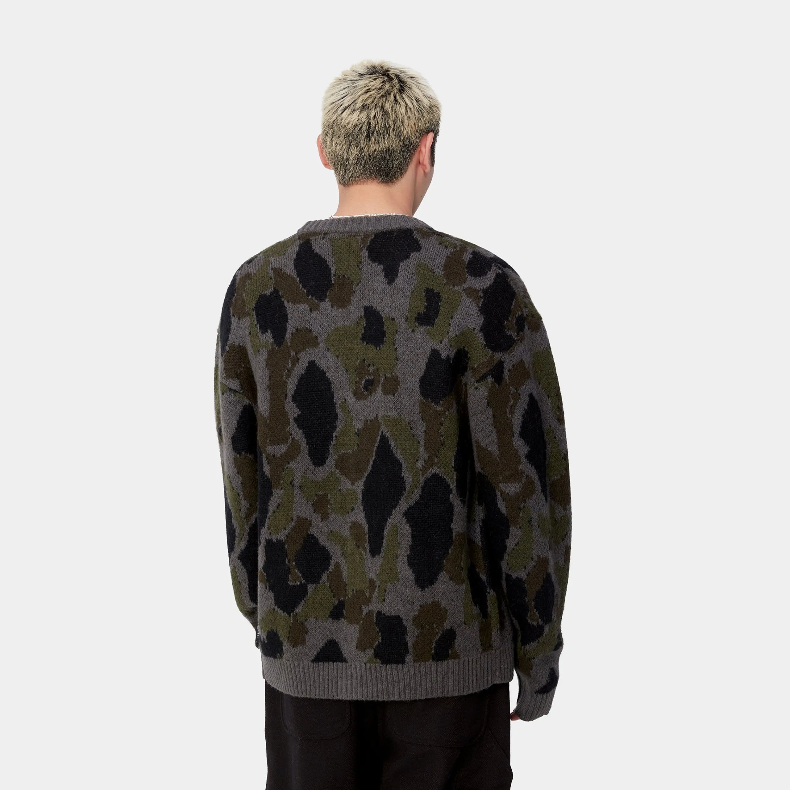 Strick>Carhartt WIP Merton Cardigan Camo Duck Jacquard, Grey