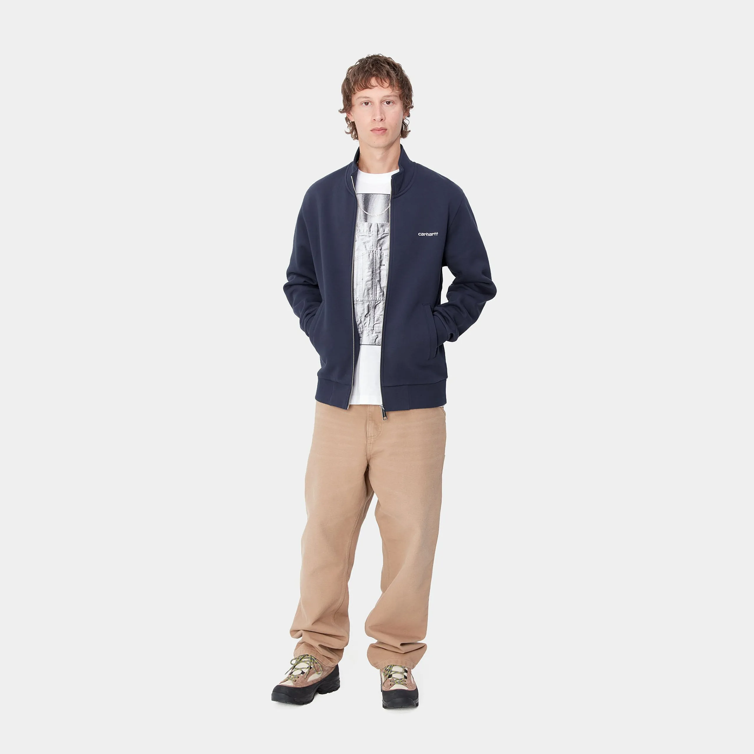 Sweats>Carhartt WIP Script Embroidery Jacket Air Force Blue / White