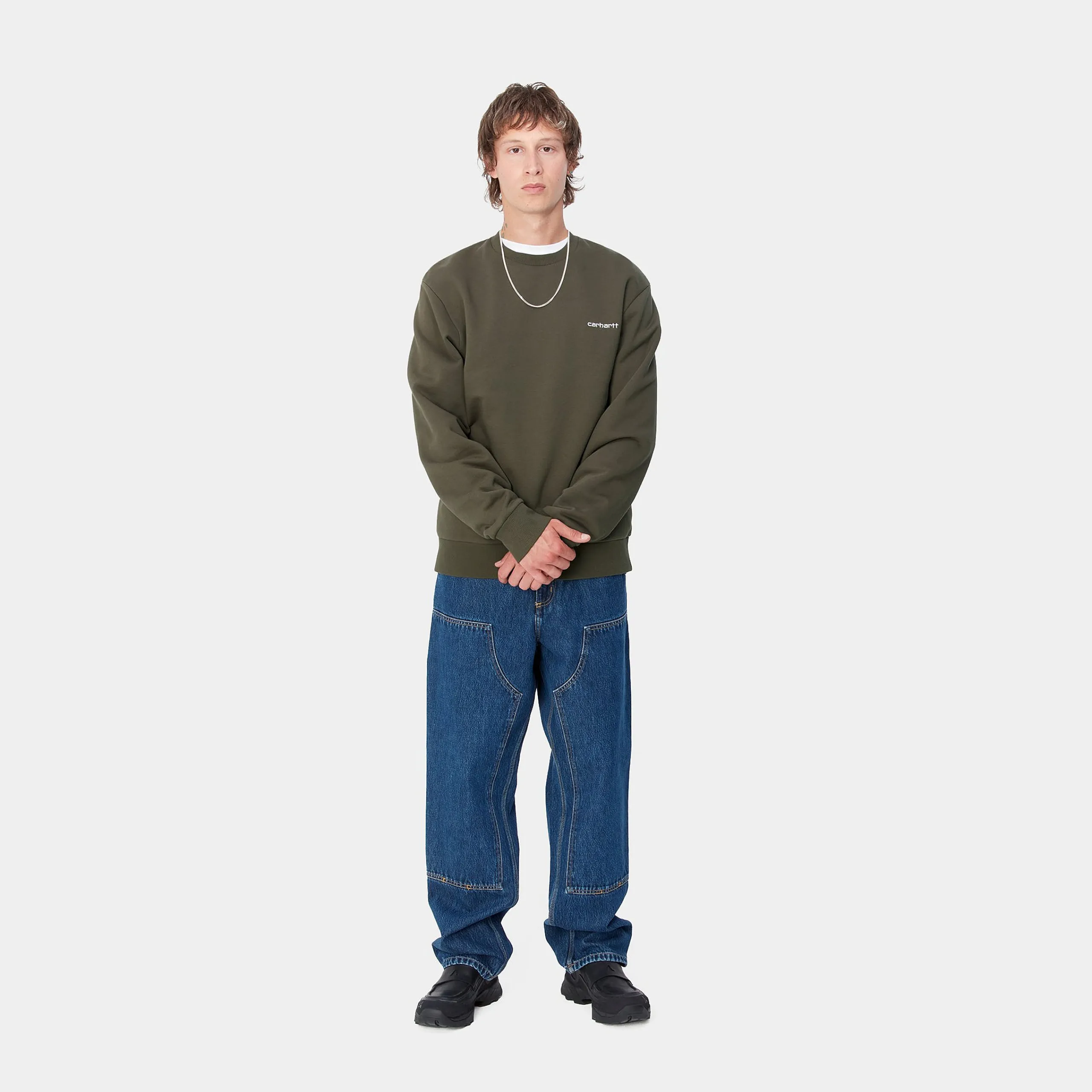 Sweats>Carhartt WIP Script Embroidery Sweat Cypress / White