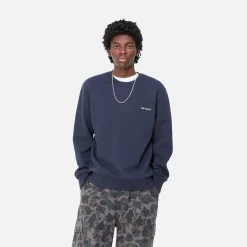 Sweats>Carhartt WIP Script Embroidery Sweat Air Force Blue / White
