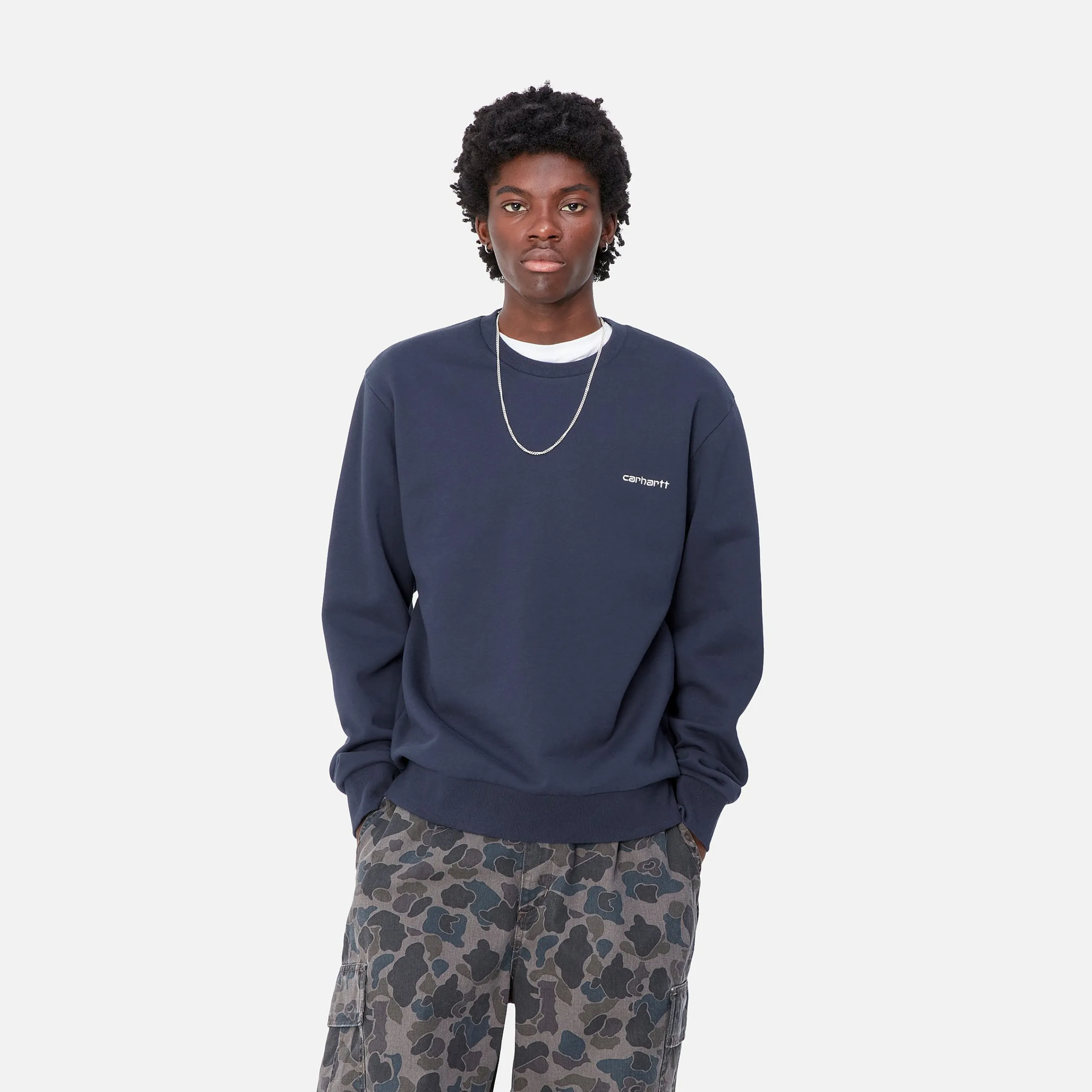 Sweats>Carhartt WIP Script Embroidery Sweat Air Force Blue / White
