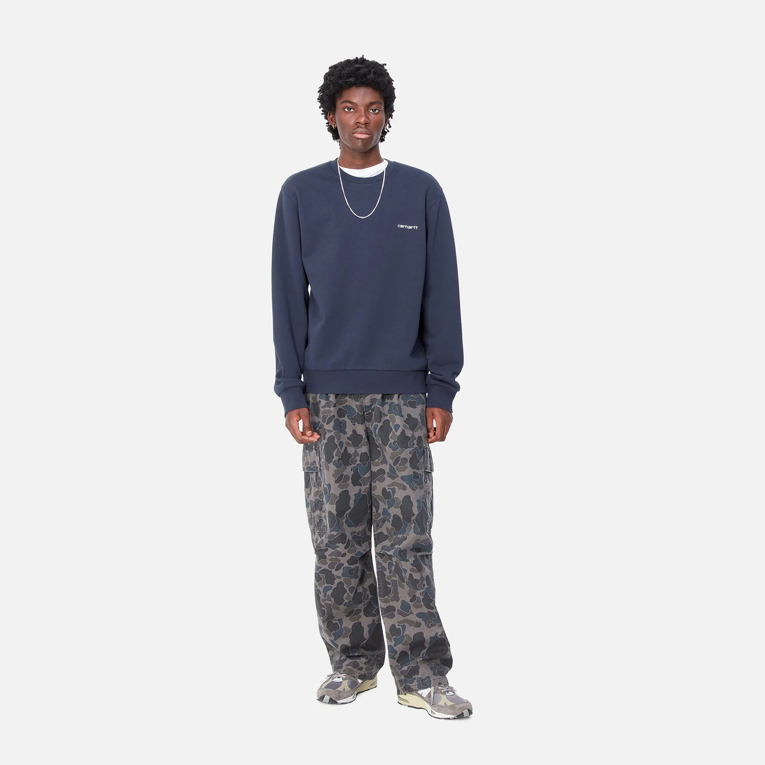 Sweats>Carhartt WIP Script Embroidery Sweat Air Force Blue / White